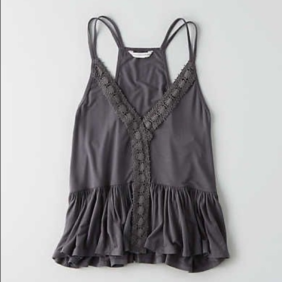 American Eagle Outfitters Tops - NWOT lace lined ruffle tank
